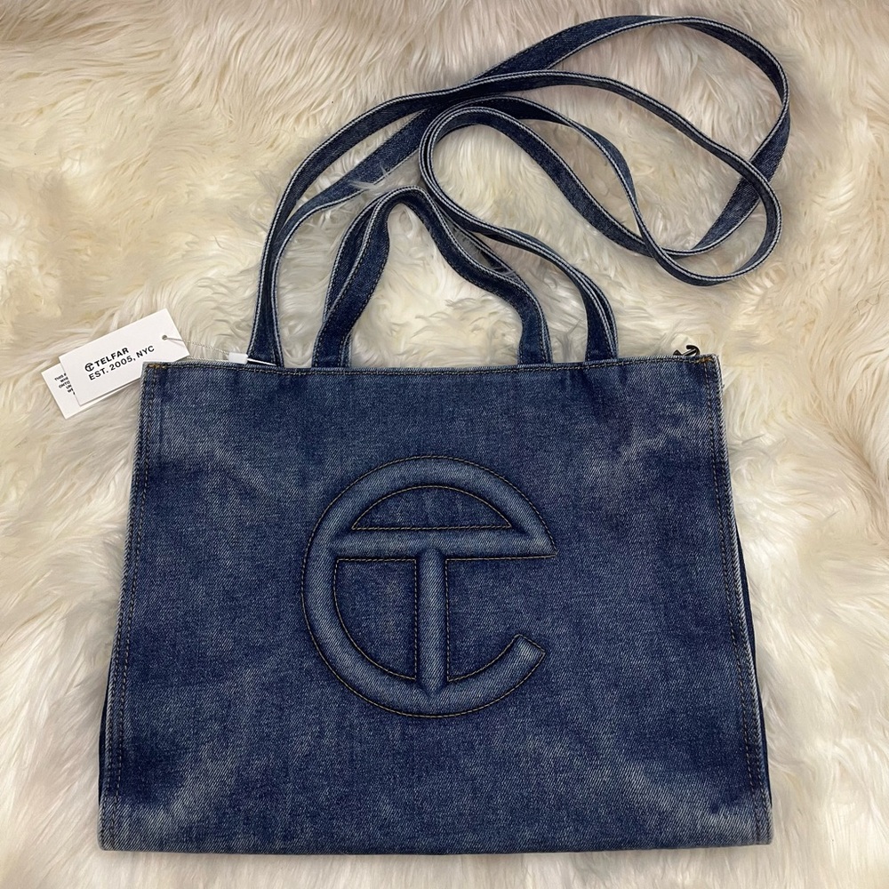 Telfar Denim Medium Shopping Bag